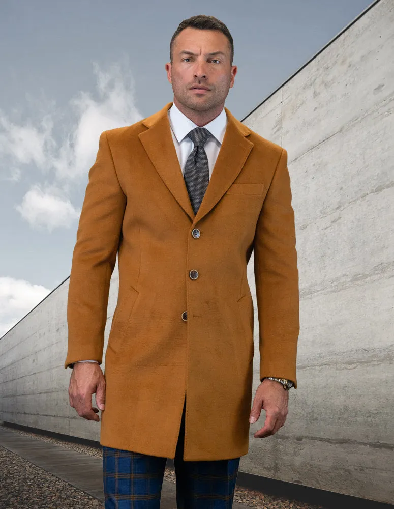 100% WOOL SINGLE BREASTED OVER COAT | COPPER | WJ-100