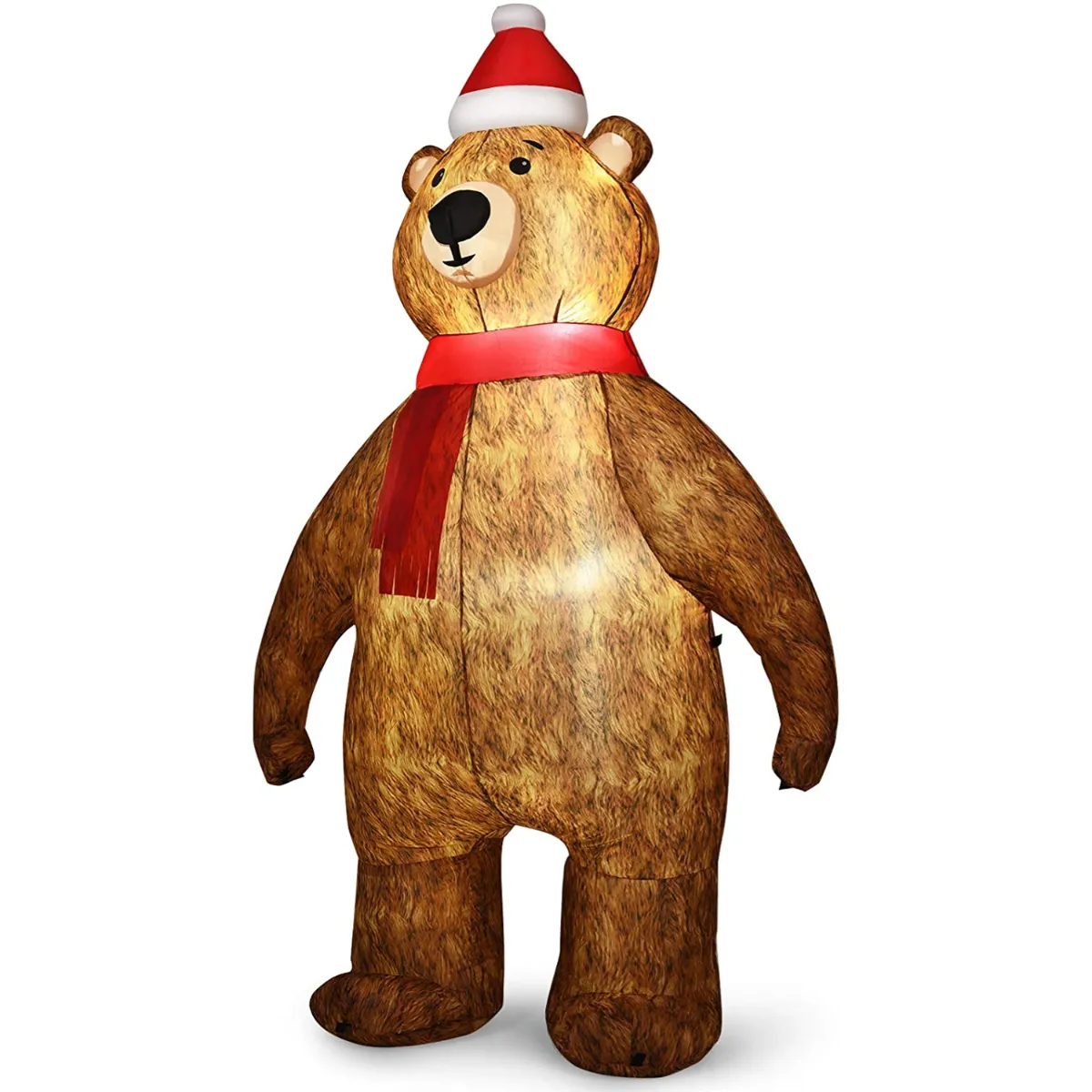 2.2M Inflatable LED Christmas Standing Bear with Santa Hat Scarf