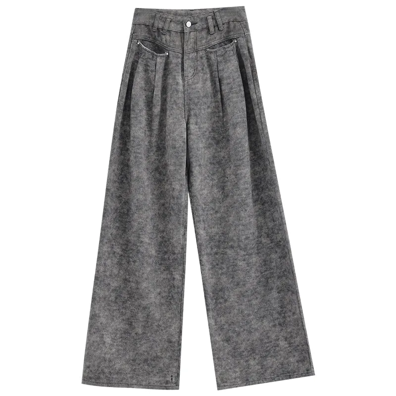 【24s Sep.】High Waist Grey Wide Leg Jeans