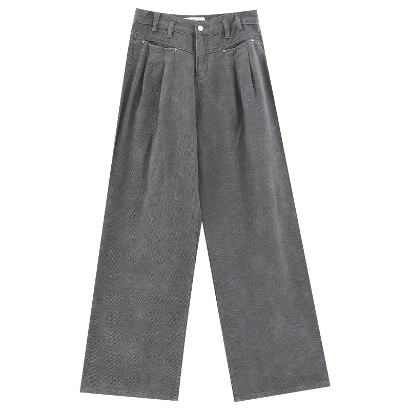 【24s Sep.】High Waist Grey Wide Leg Jeans