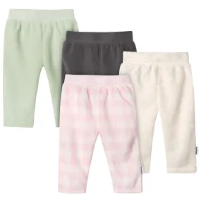 4-Pack Baby Girls Plaid Fleece Pants