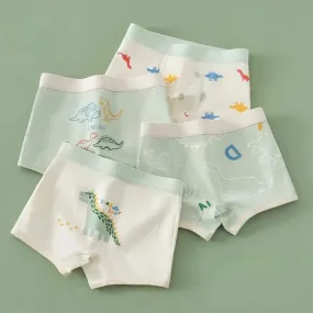 4PCS Kid Cotton Antibacterial Panties Boy Thin Soft Breathable Knickers 3 y Young Children Underwears Baby Dinosaur Print Briefs