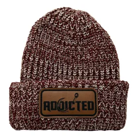 Addicted Fishing Heather Maroon Chunky Beanie