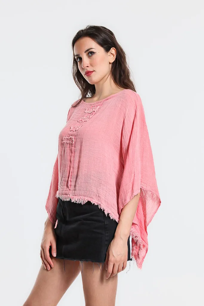 Aiyana Crinkle Linen Patch Top (BQ135)