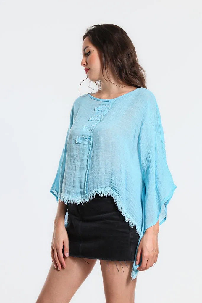 Aiyana Crinkle Linen Patch Top (BQ135)