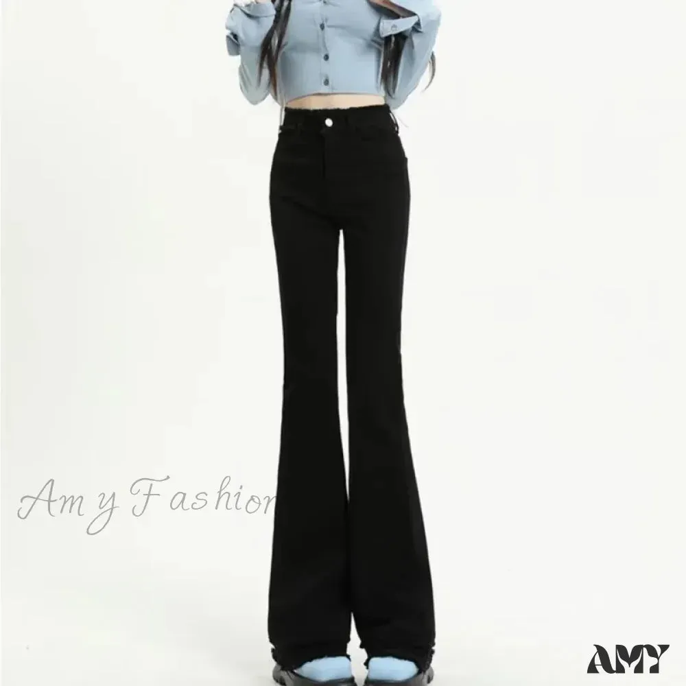 Amy Fashion - Micro Flared Minimalist Fashionable Harajuku Women's Trend Jean