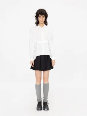 Asymmetric Hem Waist Pleated Shirt