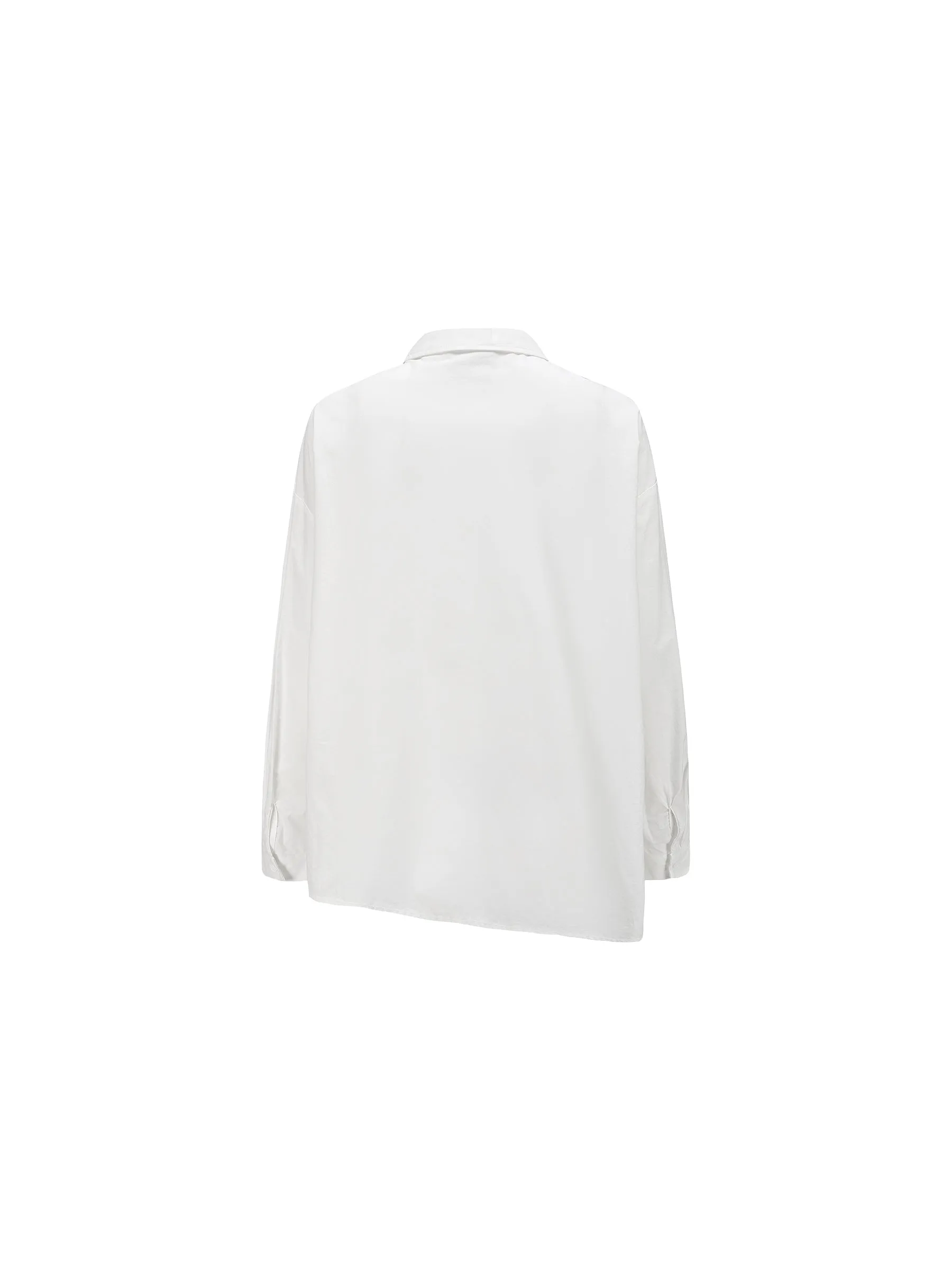 Asymmetric Hem Waist Pleated Shirt