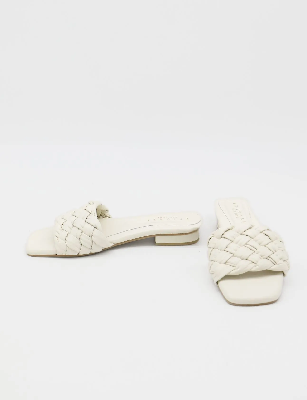 Athena braided crochet sandals in off white leather women shoes