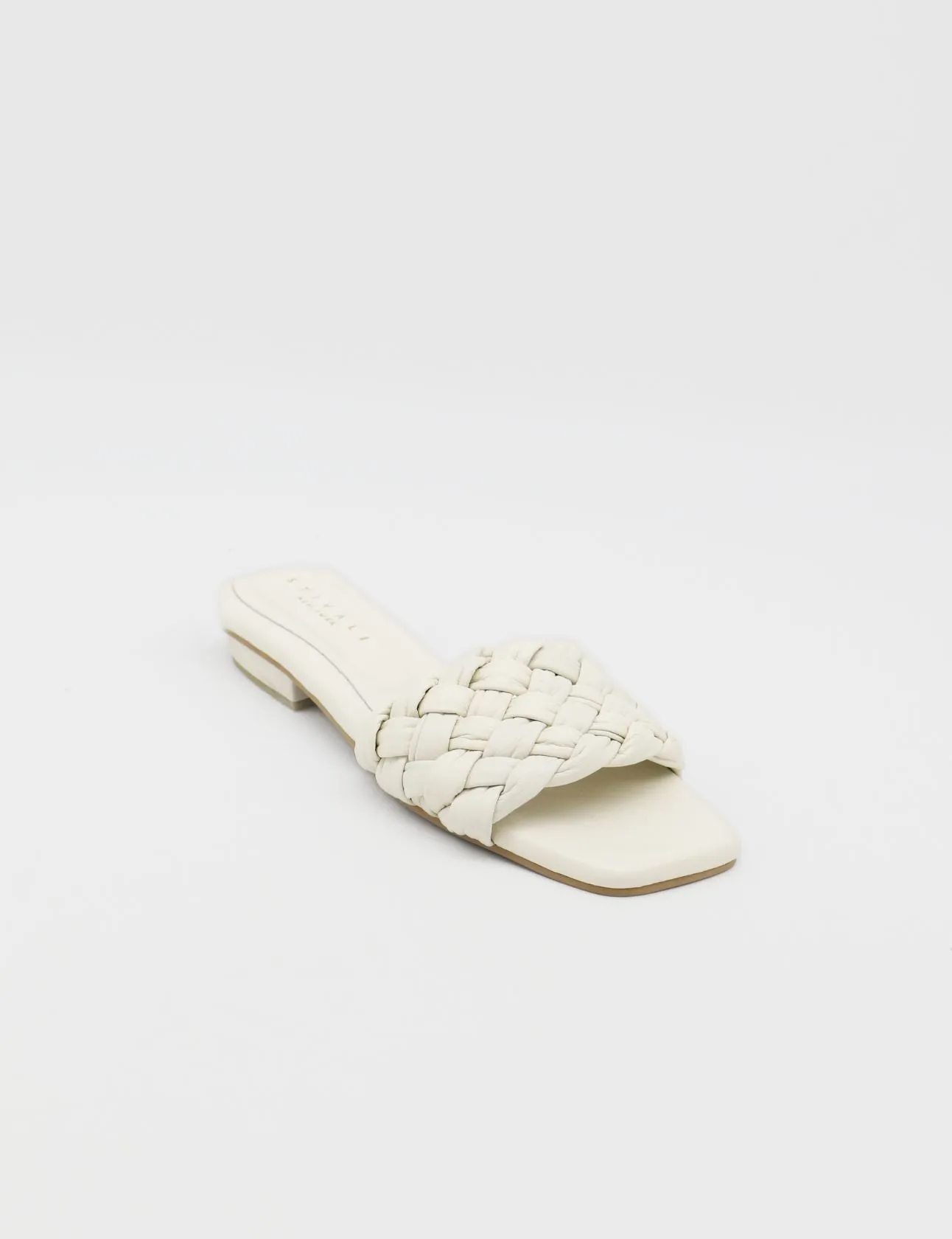 Athena braided crochet sandals in off white leather women shoes