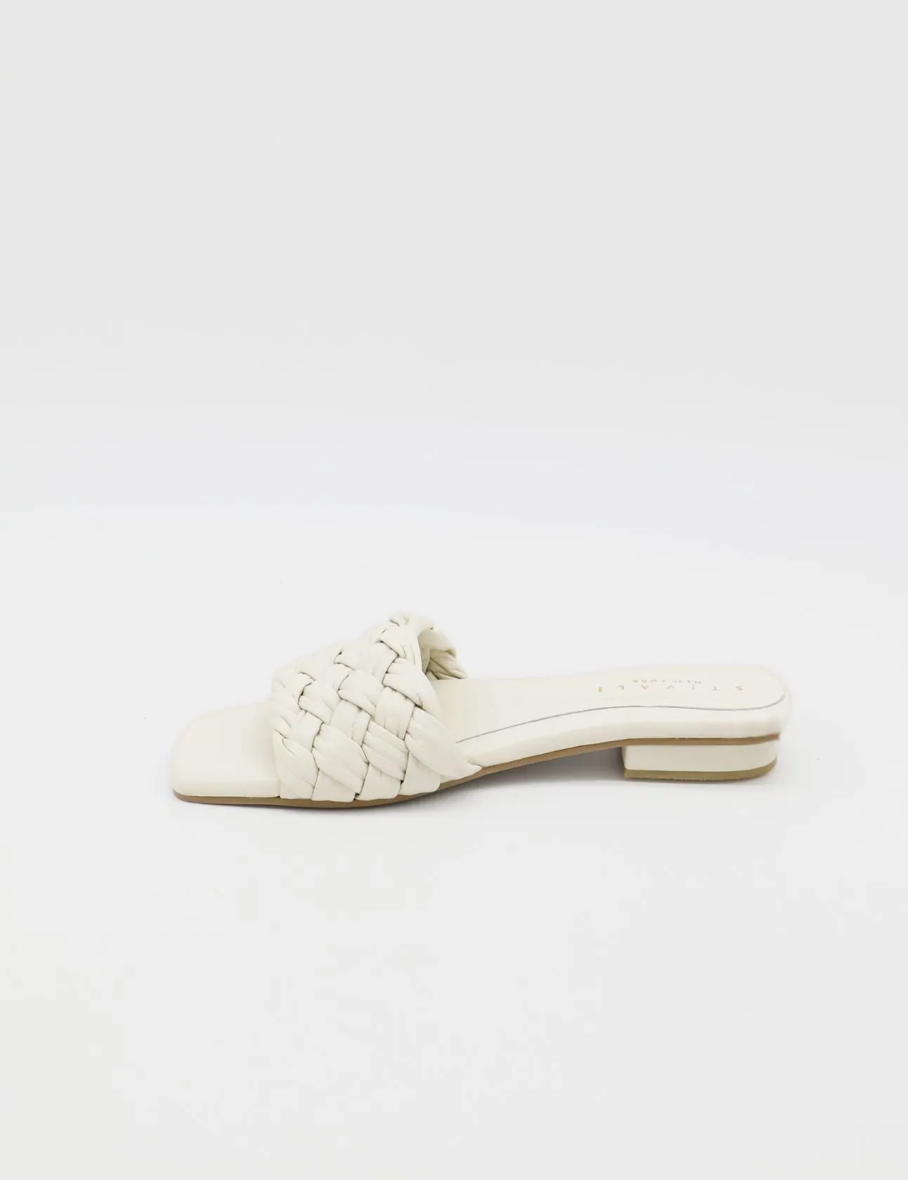 Athena braided crochet sandals in off white leather women shoes