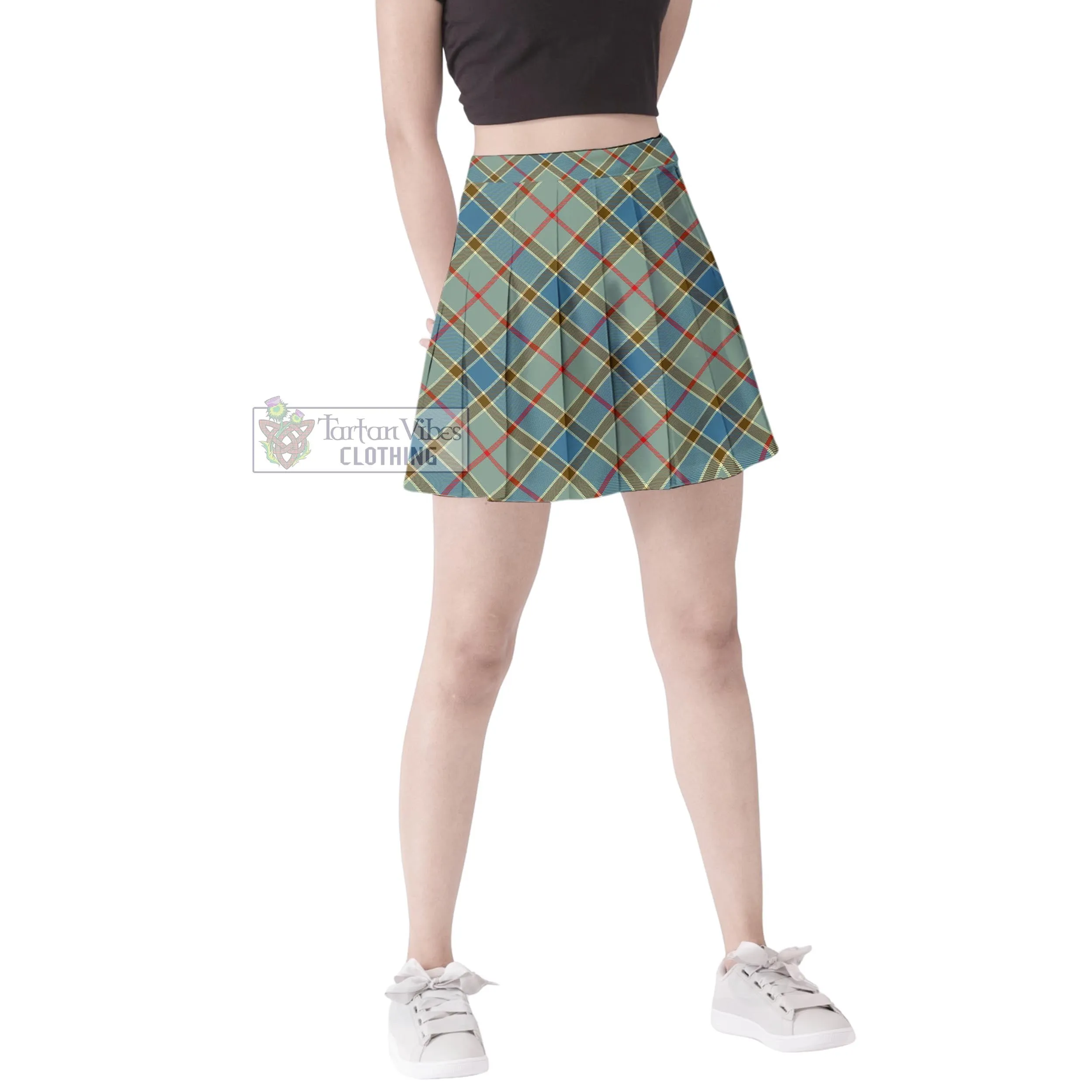 Balfour Blue Tartan Women's Plated Mini Skirt