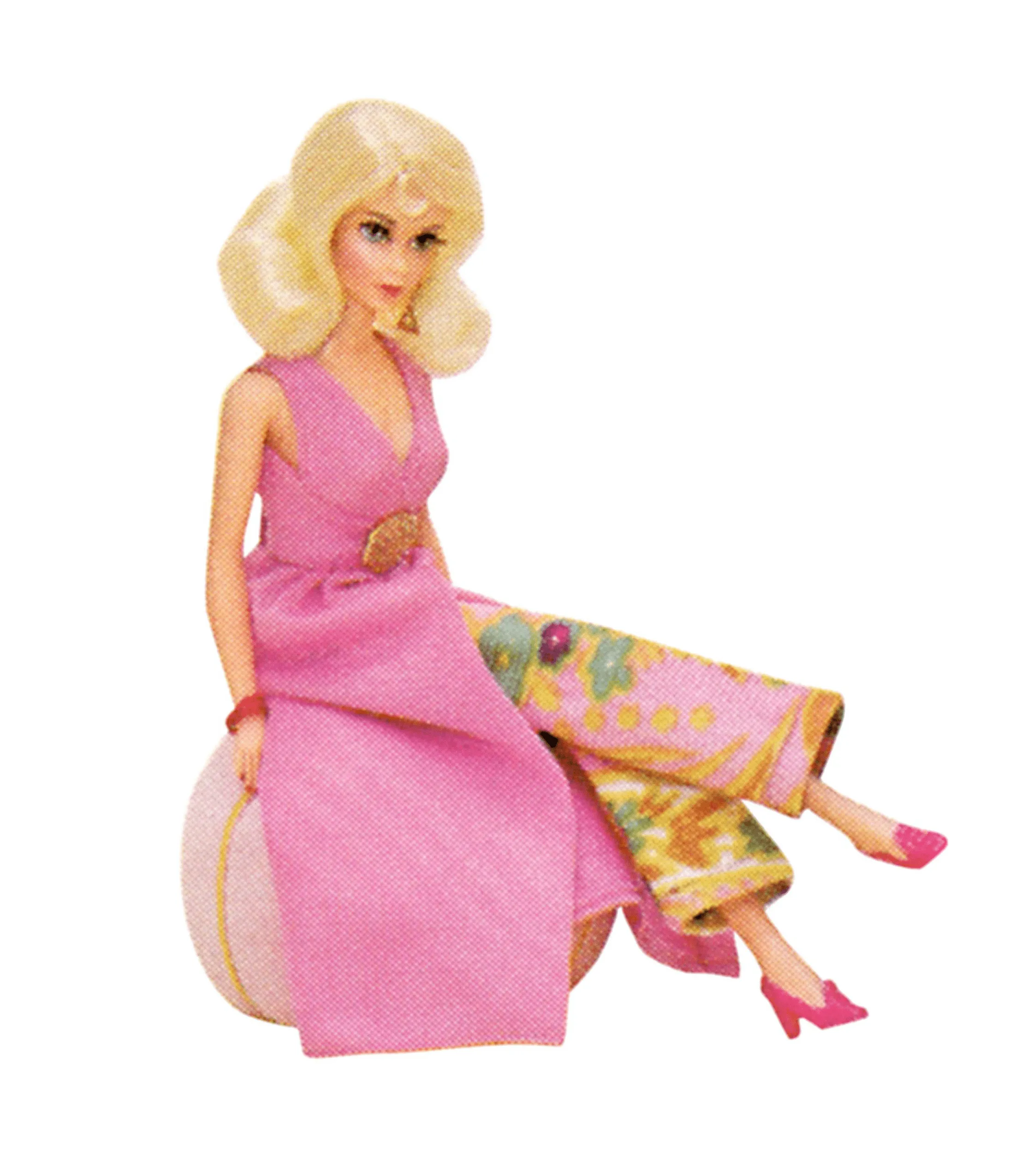 Barbie x Smak Parlour 1970s Pink & Green Floral Evening In Flare Pants