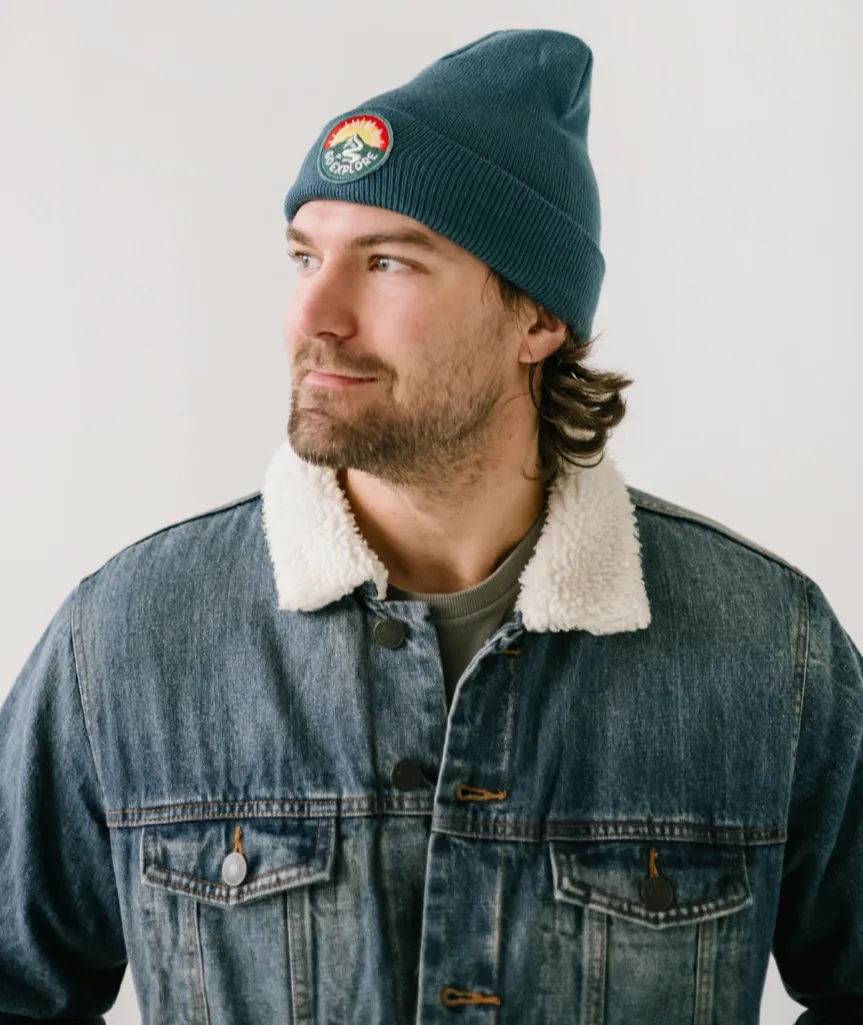 Beanie - Teal Blue With Go Explore Patch