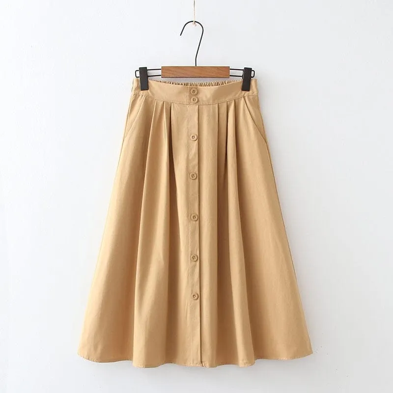 Bella High Waist Pleated Cotton Skirt