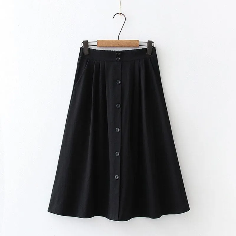 Bella High Waist Pleated Cotton Skirt