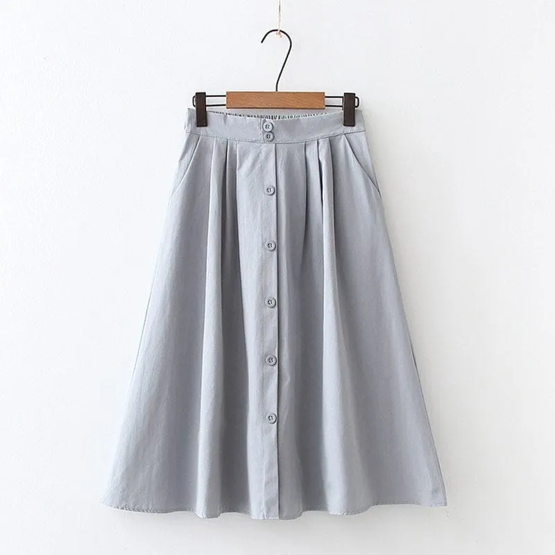 Bella High Waist Pleated Cotton Skirt