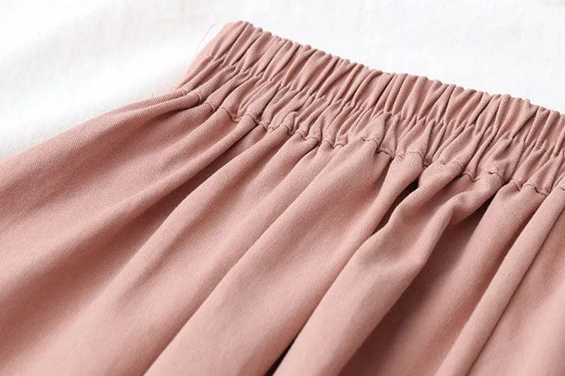 Bella High Waist Pleated Cotton Skirt