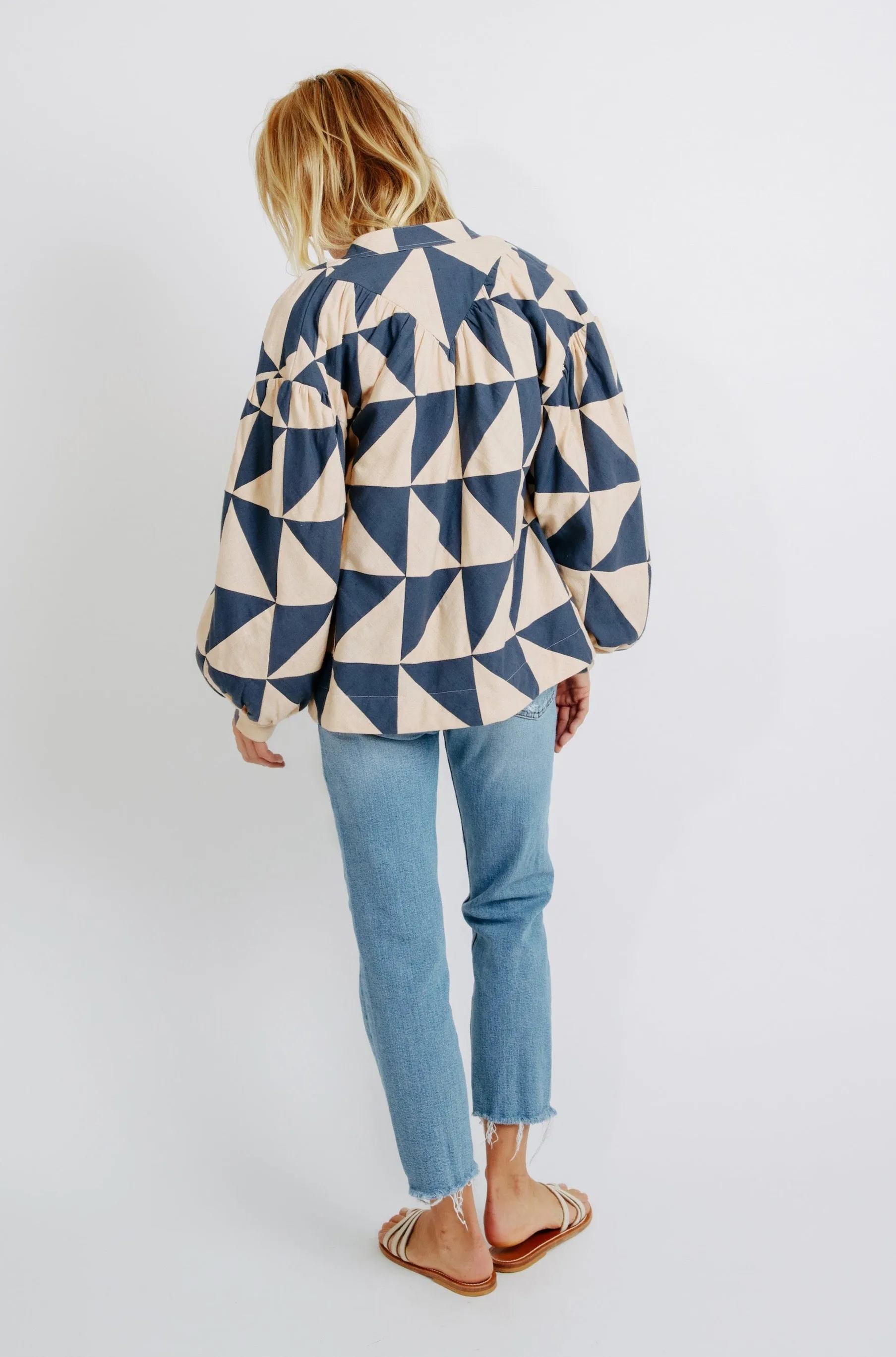 Bergen Jacket in Navy/Peach Patchwork