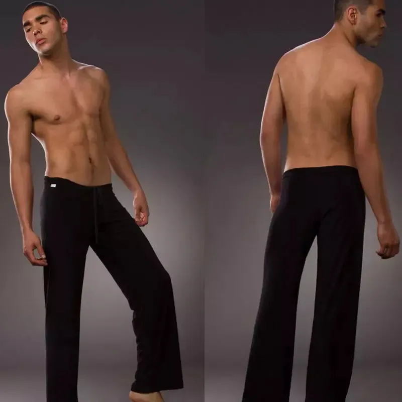 Black/Gray/Black/White Men Sexy Silky Lounge Loose-fitting Baggy Sporting Yoga Pants Pyjama Men Pajamas Sleepwear Trousers