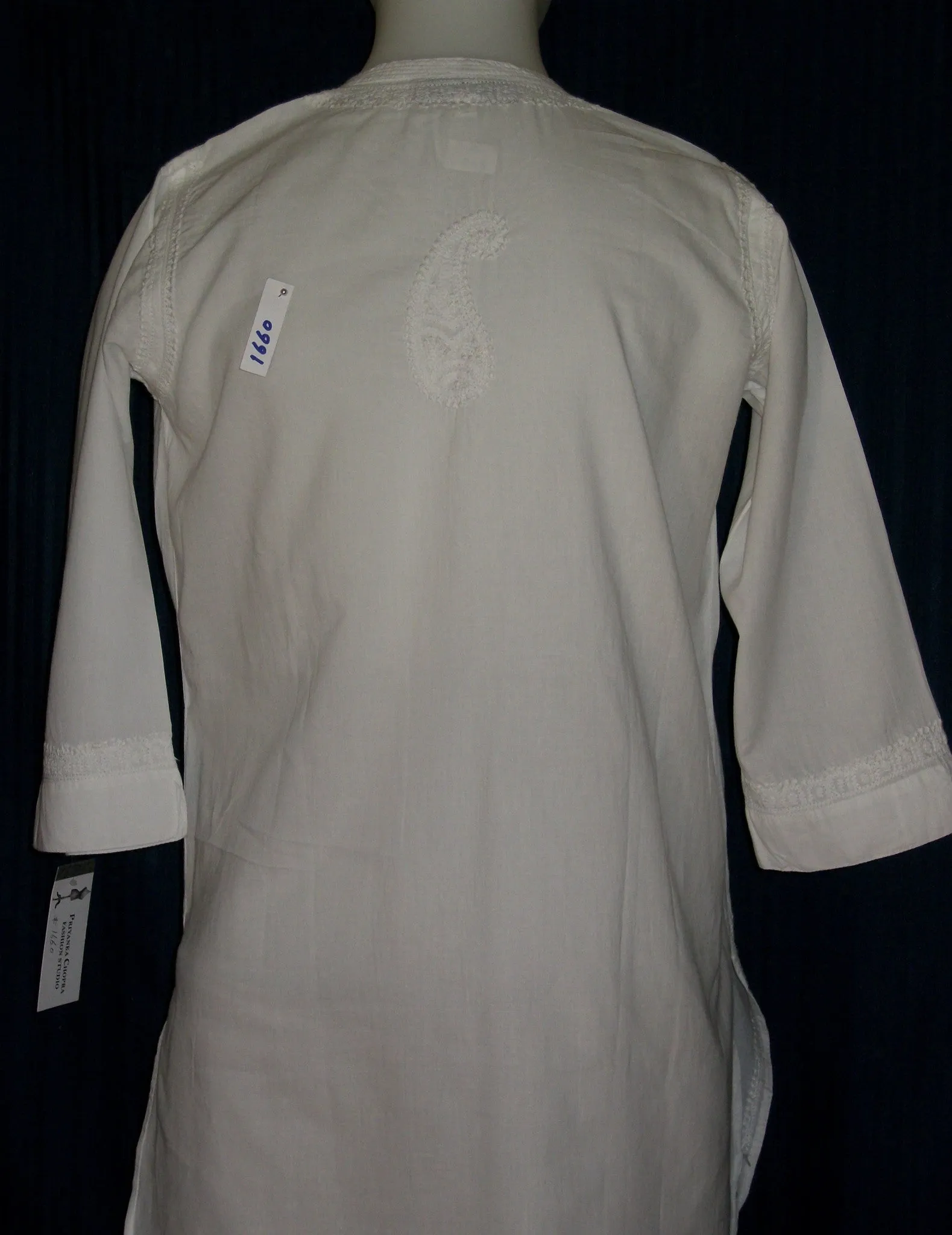 Blouse 1666 White Cotton Tunic Top Blouse Shirt Career Wear Shieno