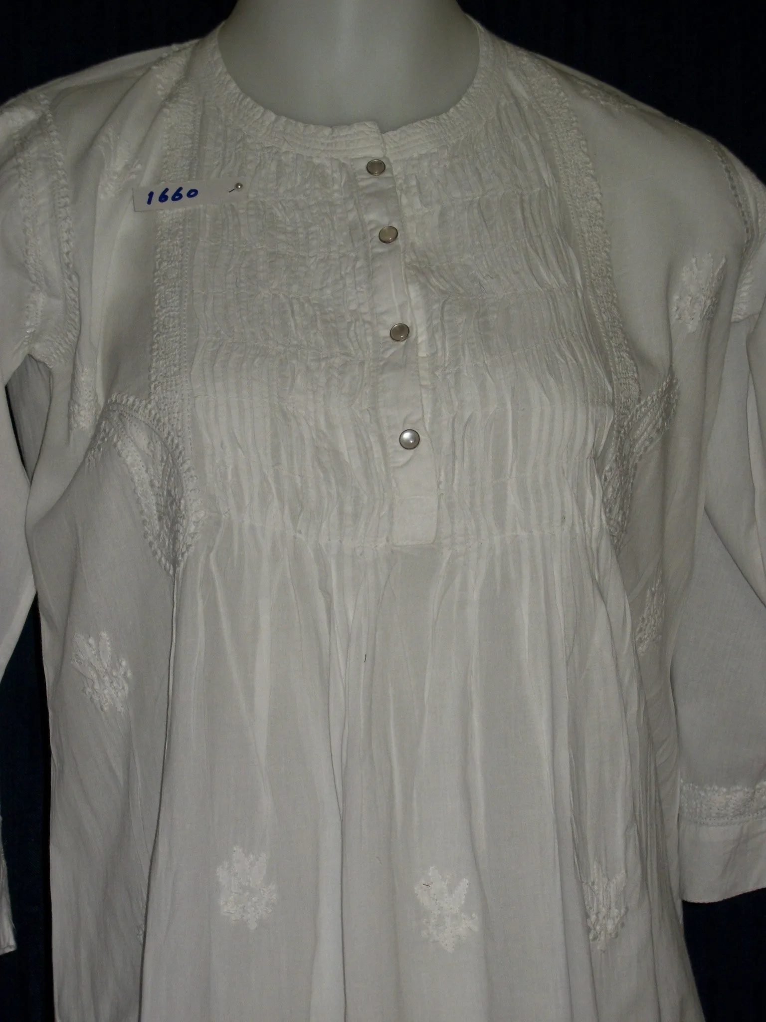 Blouse 1666 White Cotton Tunic Top Blouse Shirt Career Wear Shieno