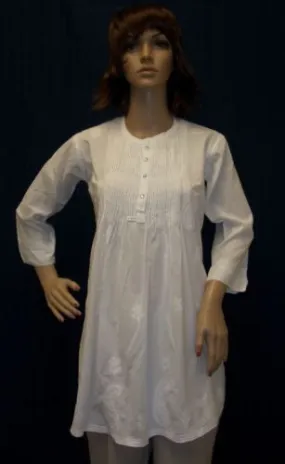 Blouse 1666 White Cotton Tunic Top Blouse Shirt Career Wear Shieno