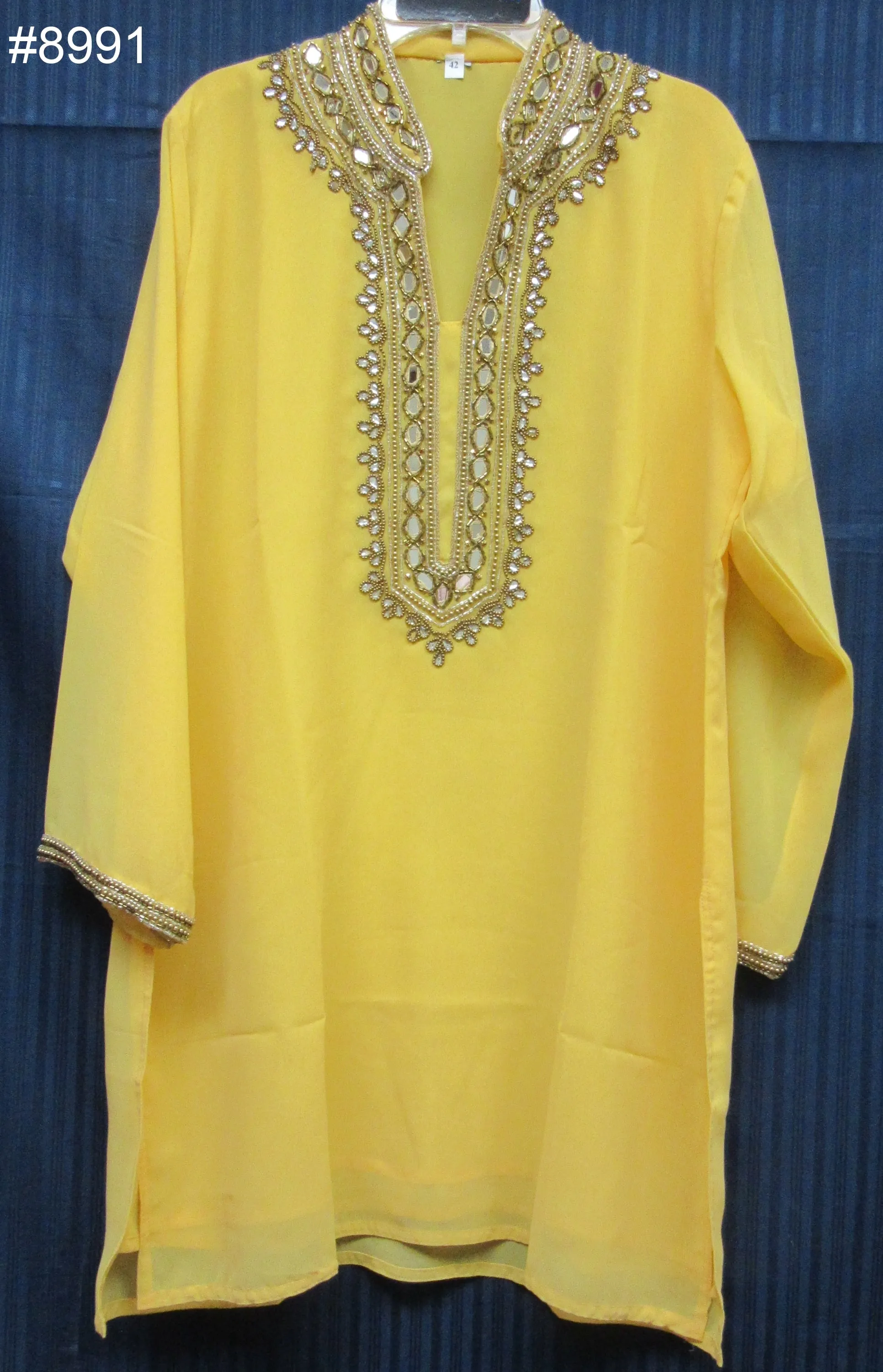 Blouse 8998 Solid Color Georgette Gold Detail Cocktail Wear Large Size Kurti