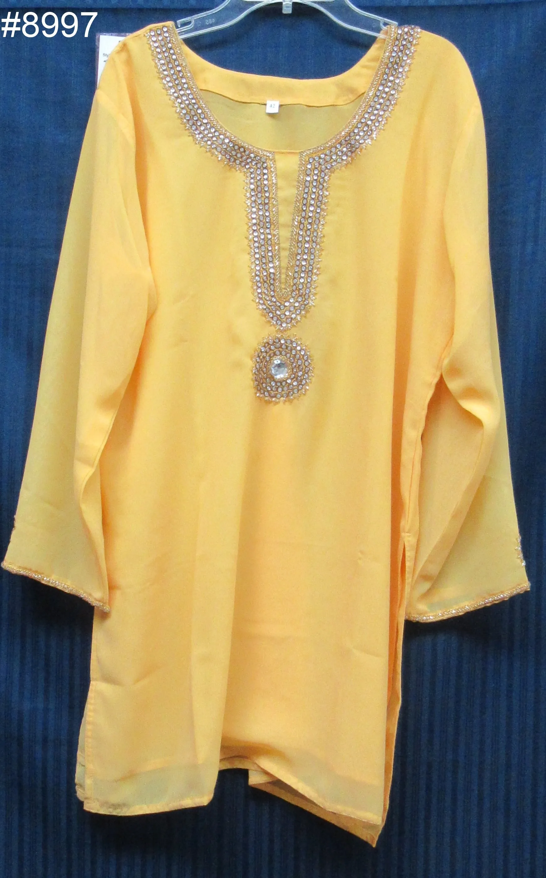 Blouse 8998 Solid Color Georgette Gold Detail Cocktail Wear Large Size Kurti