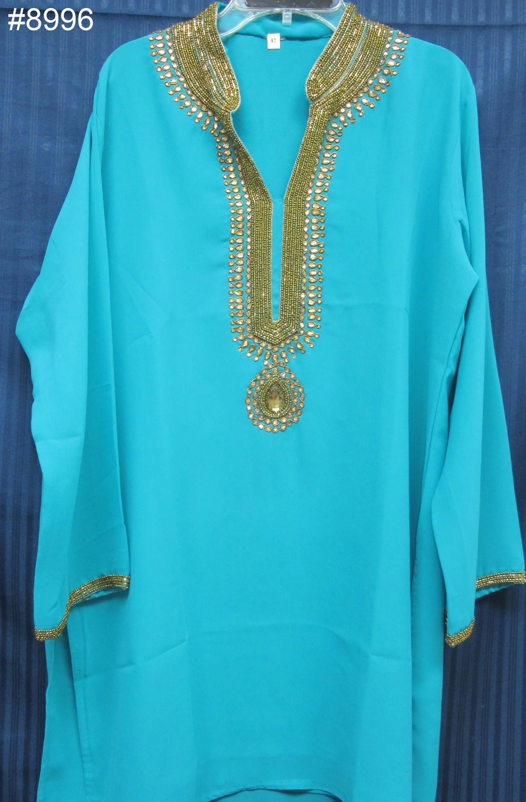 Blouse 8998 Solid Color Georgette Gold Detail Cocktail Wear Large Size Kurti