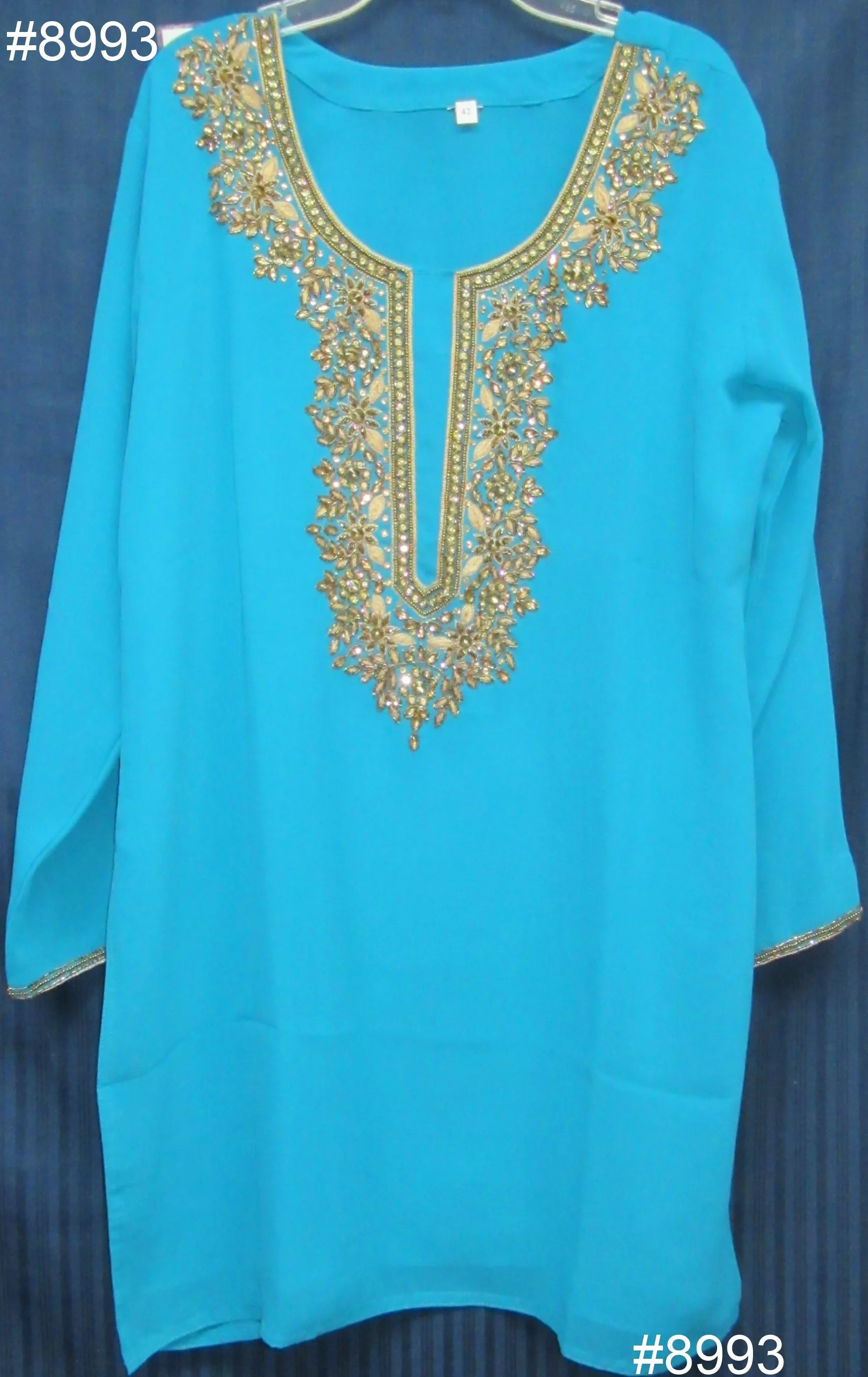 Blouse 8998 Solid Color Georgette Gold Detail Cocktail Wear Large Size Kurti