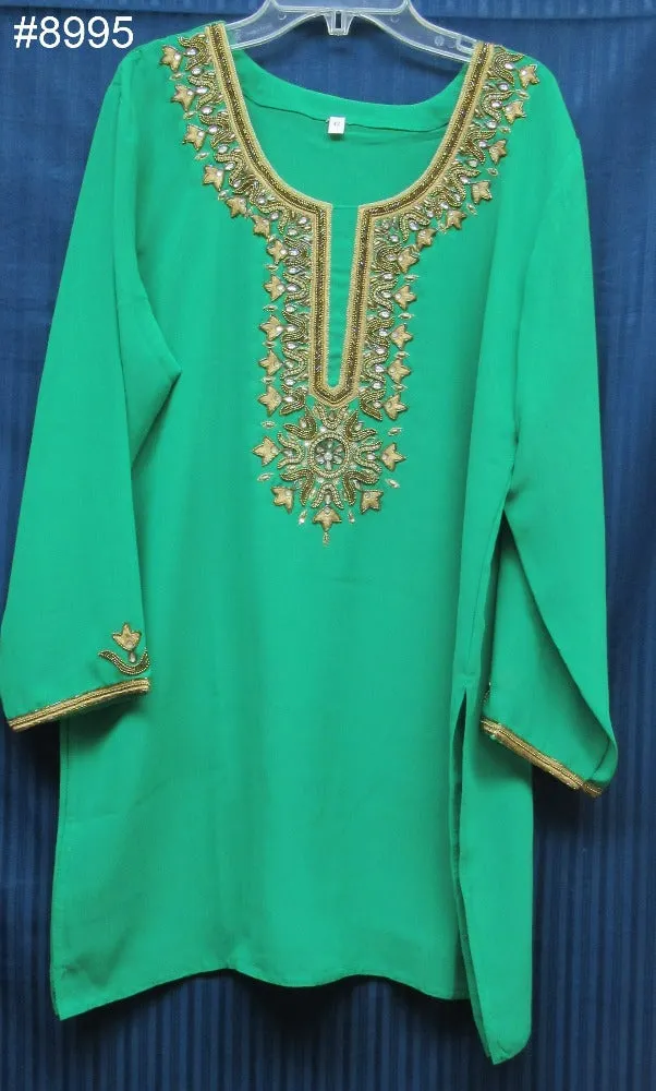 Blouse 8998 Solid Color Georgette Gold Detail Cocktail Wear Large Size Kurti