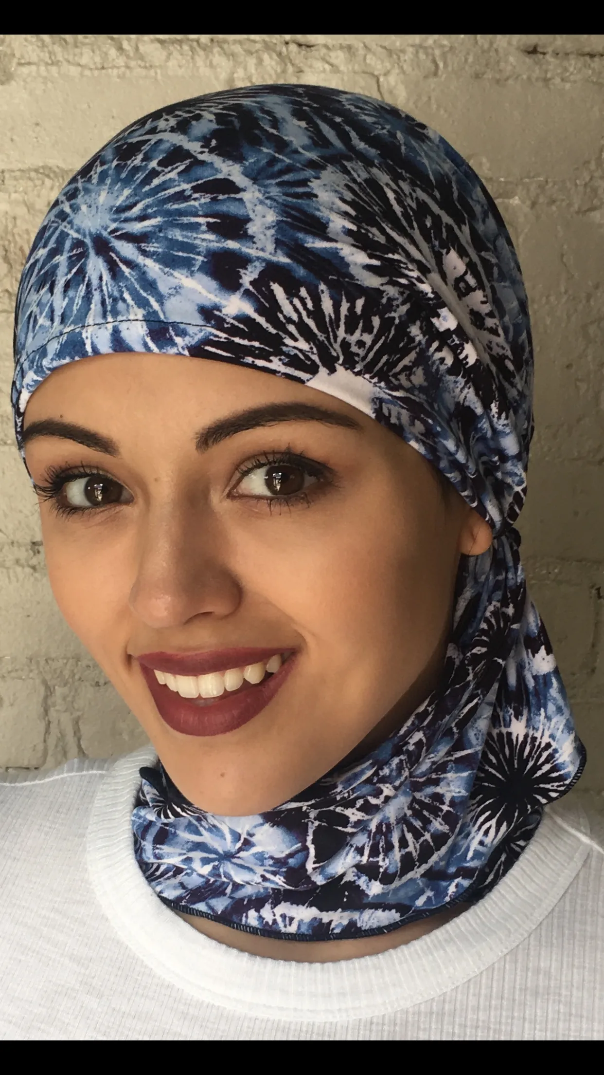 Boho Hipster Style Hair Wrap | Essential Hat Scrub Cap For Doctor Nurse | Easy Slip On Style Pre Tied Fitted Tie Dye Head Scarf