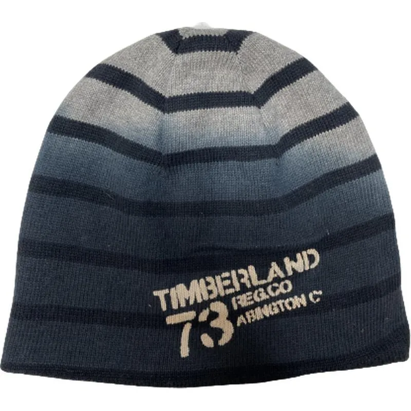 Boys Blue Striped Beanie Hat