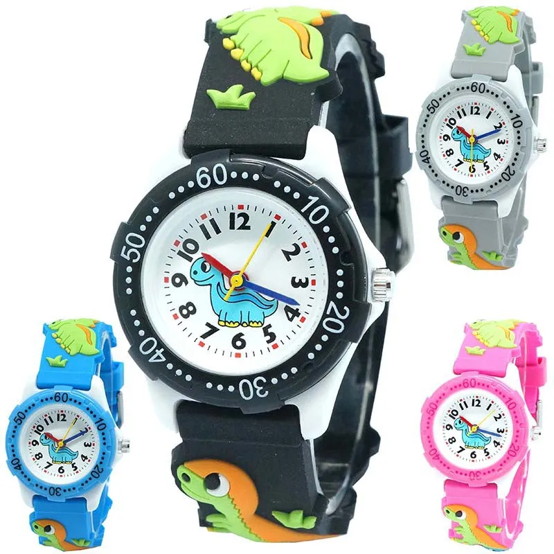 Brand  High Quality Cute Dinosaur Cartoon children watch girls Rubber kids watches boys Silicone Quartz WristWatch