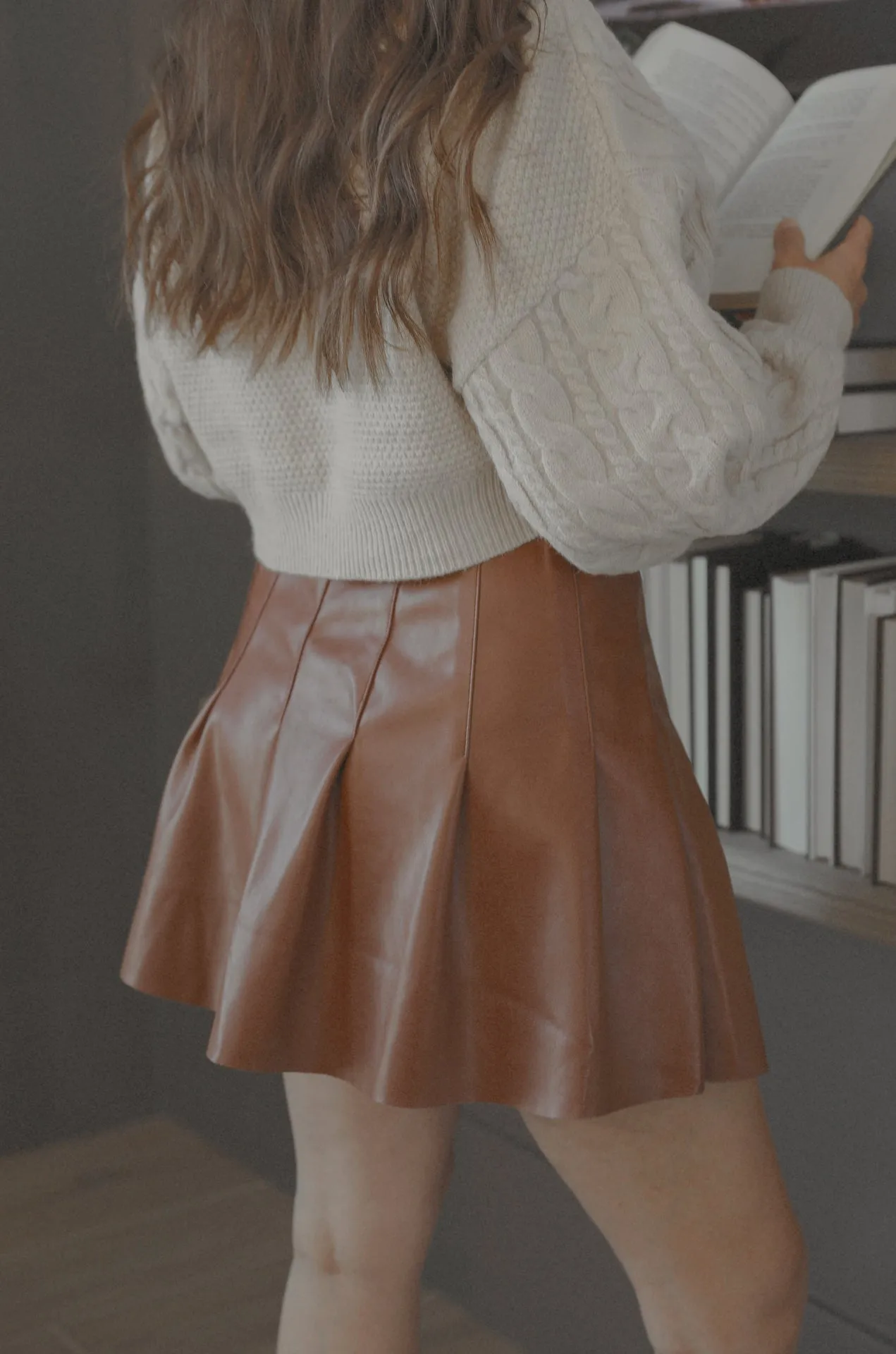 Brown Leather Mini Skirt