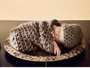 Brown Newborn Cocoon And Hat Set