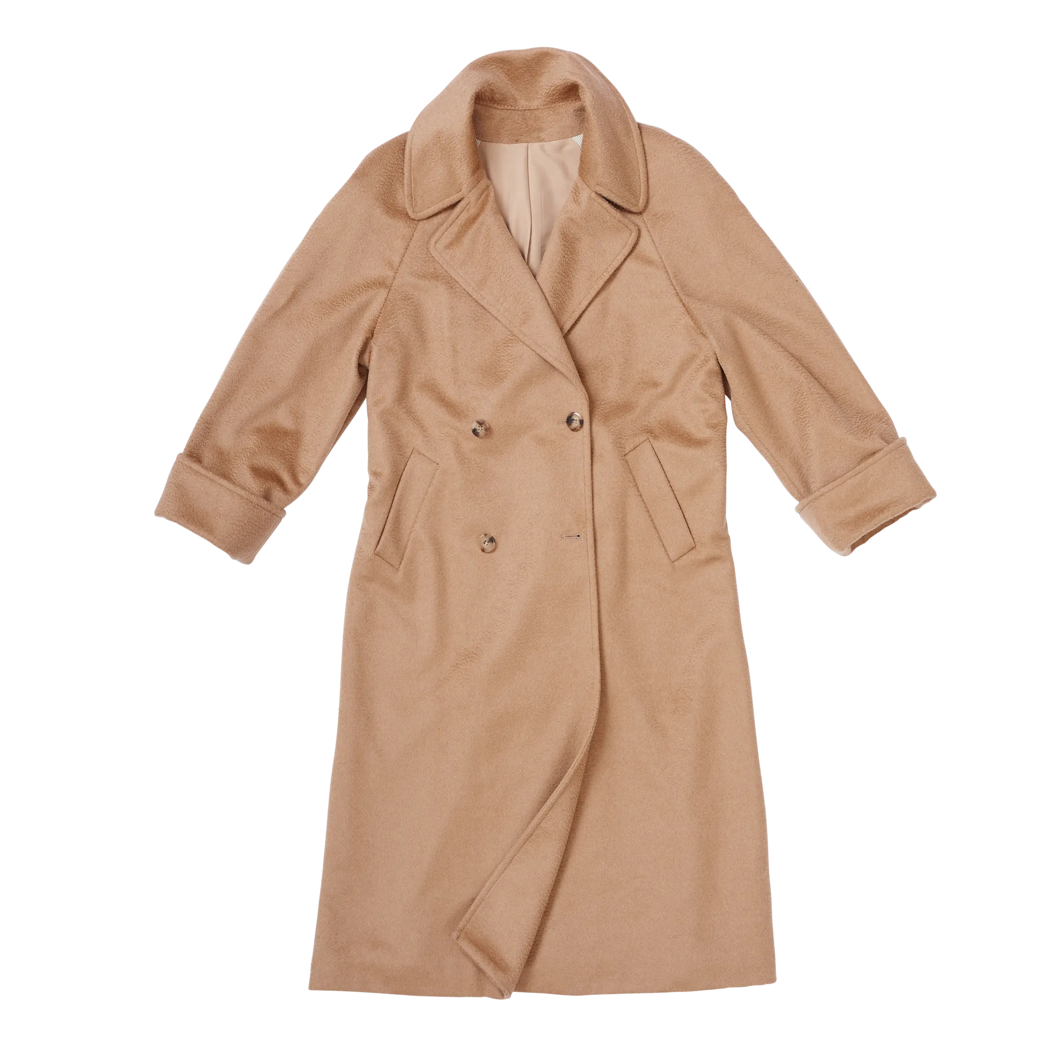 Camel Hair Double Breasted Raglan Overcoat