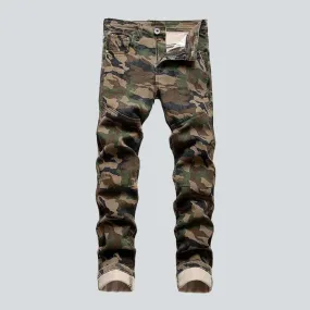 Camouflage print men's denim pants