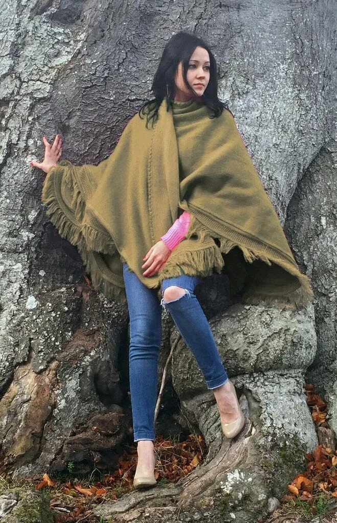 Cape Wrap Solid Alpaca Poncho