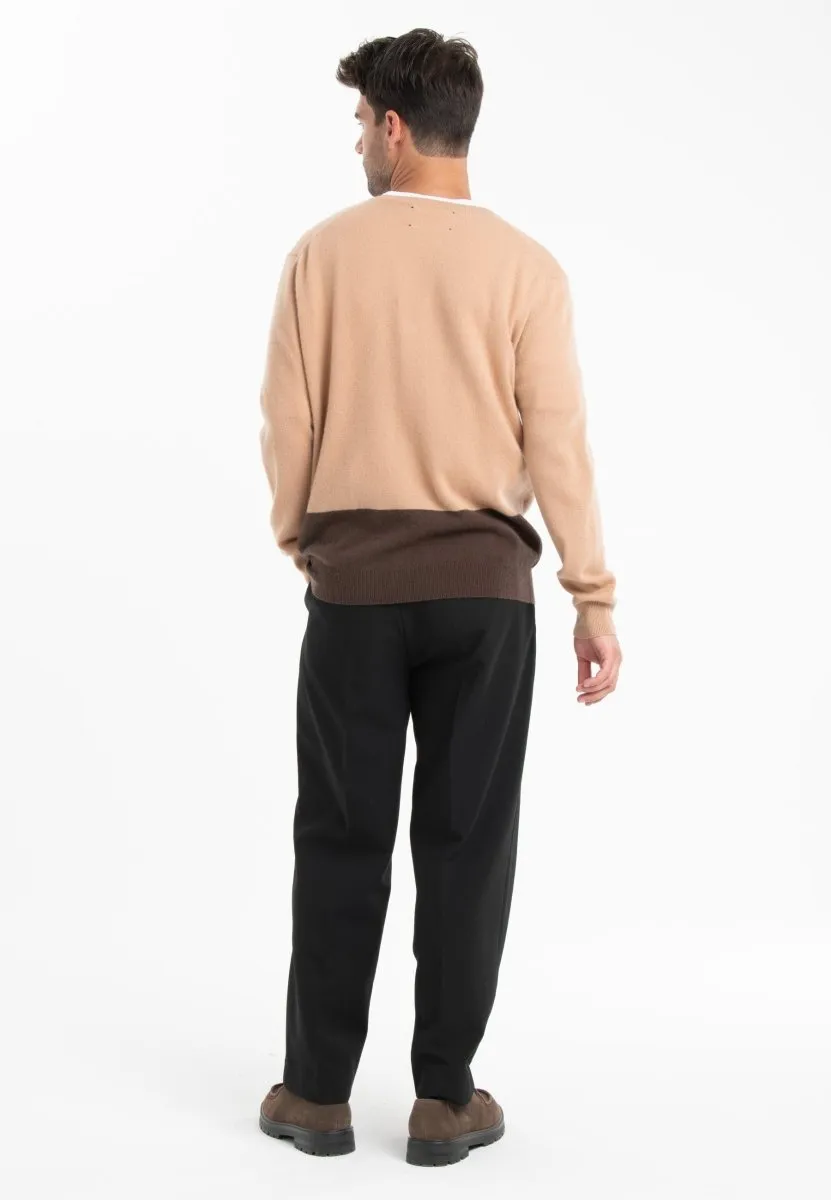 Cardigan cachemire marron/camel clair homme - GABI 6