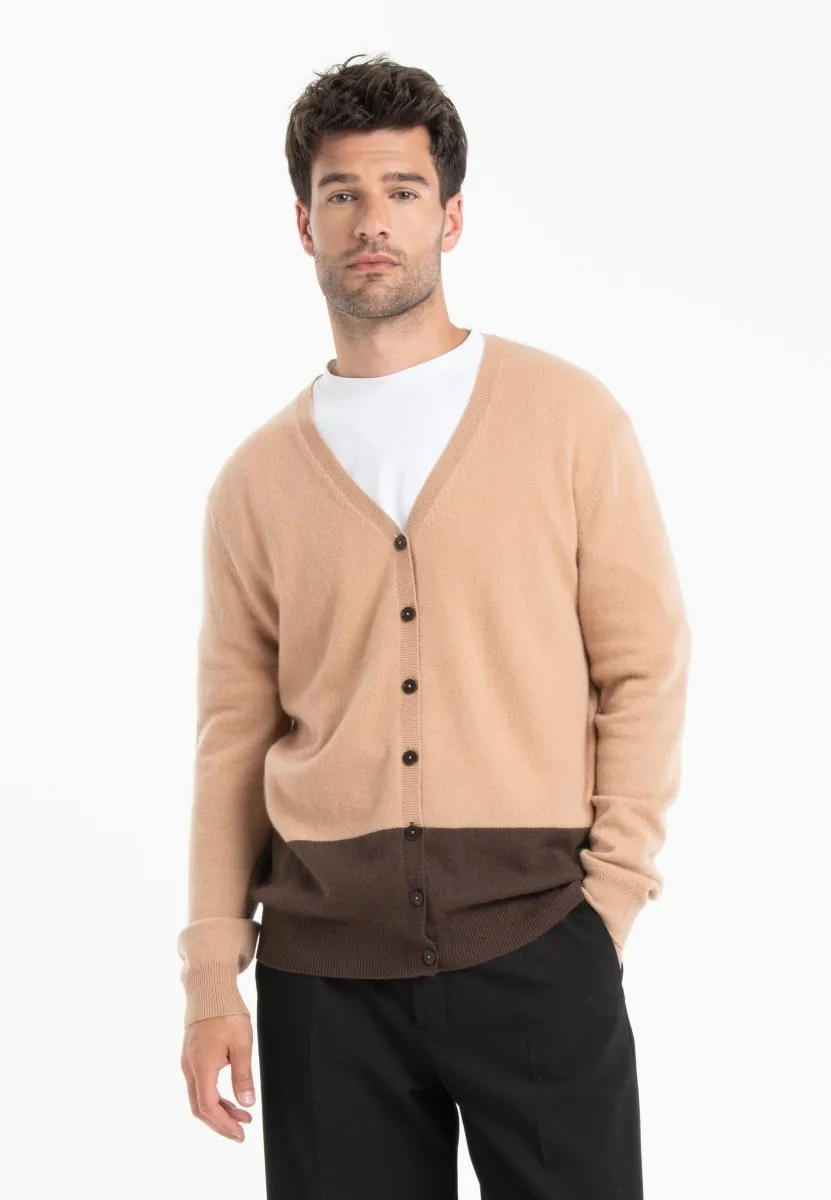 Cardigan cachemire marron/camel clair homme - GABI 6