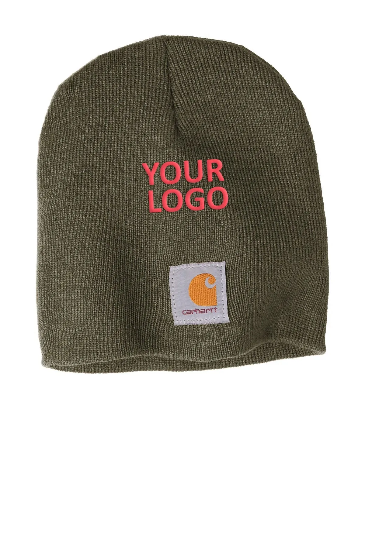 Carhartt Knit Branded Hats, Dark Green