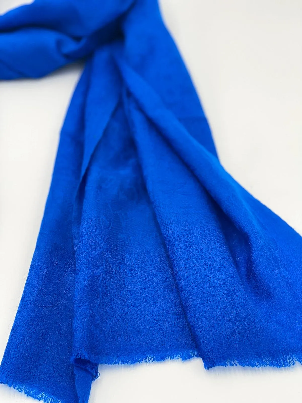 Cashmere Scarf - ROYAL BLUE SELF DESIGN