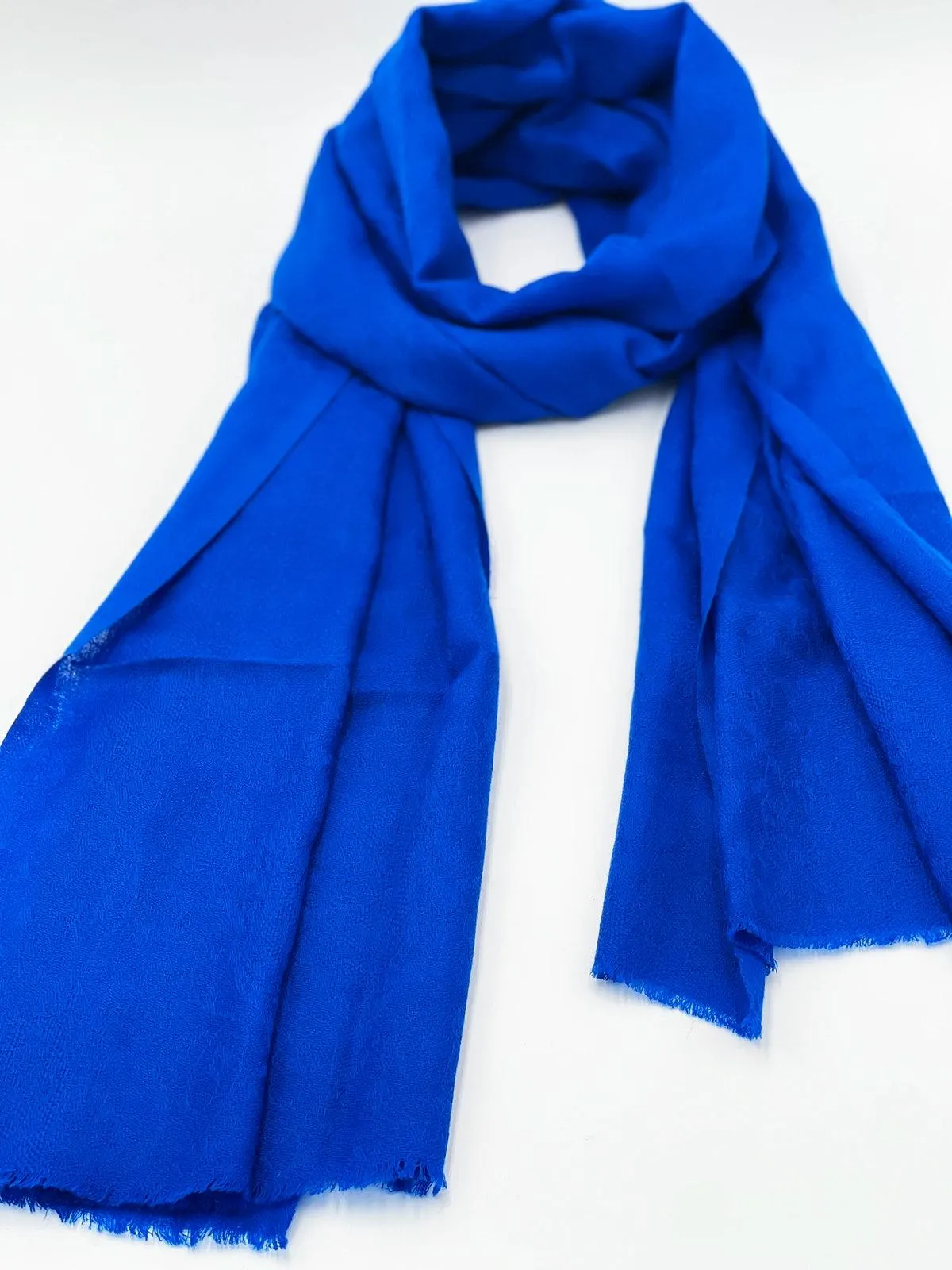 Cashmere Scarf - ROYAL BLUE SELF DESIGN