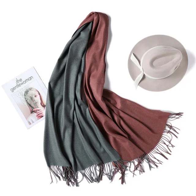 Cashmere Scarf Solid Colored Tassel Bandana Shawl #1793