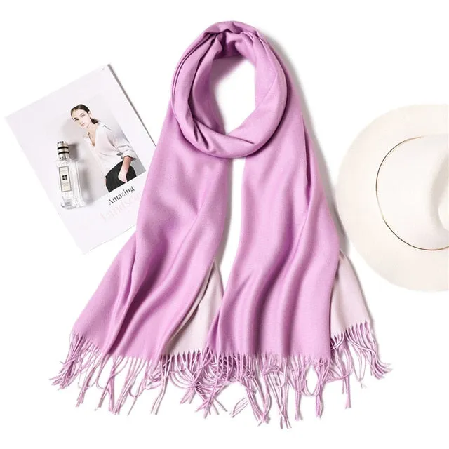 Cashmere Scarf Solid Colored Tassel Bandana Shawl #1793