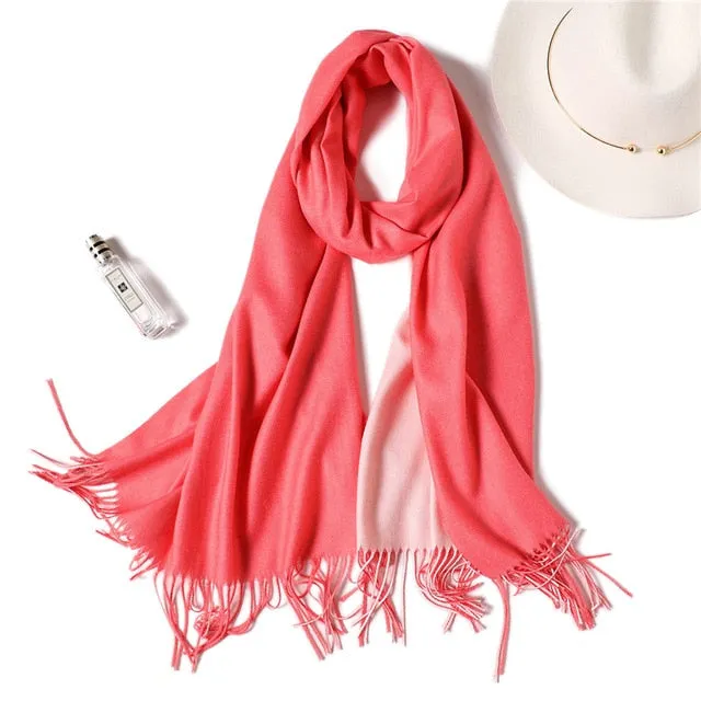 Cashmere Scarf Solid Colored Tassel Bandana Shawl #1793