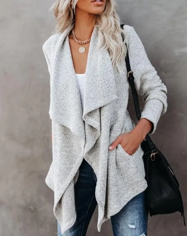 Casual Pocket Midi Length Fall Overcoat