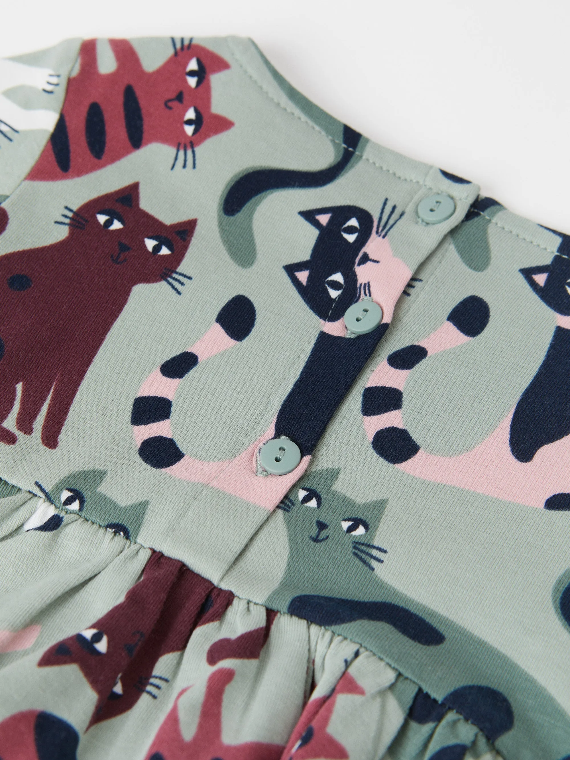 Cat Print Kids Dress